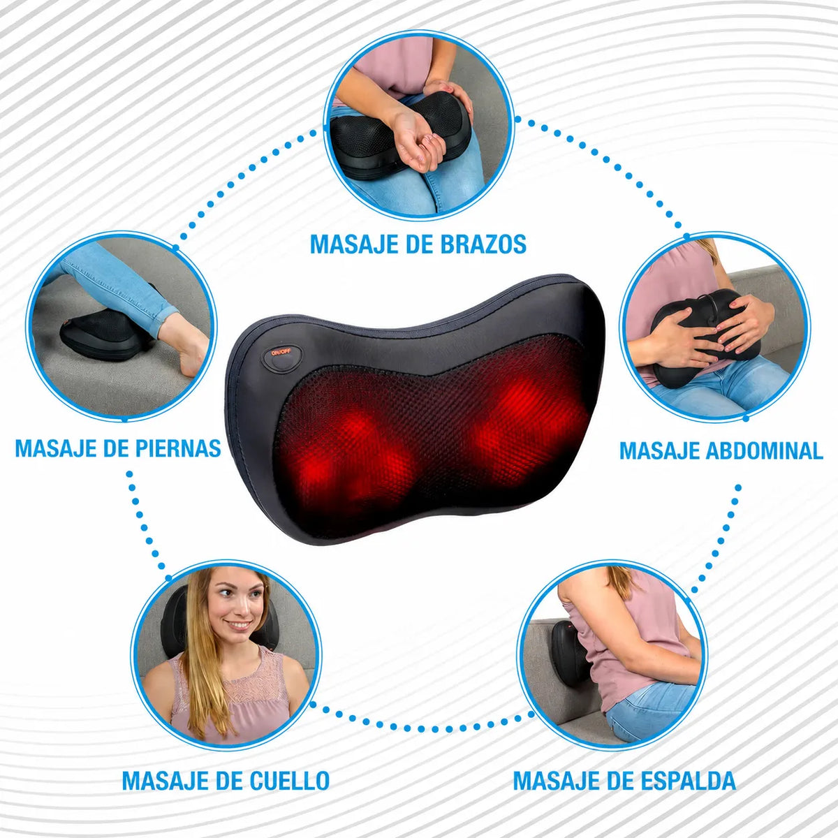 Almohada Masajeador Cervical Shiatsu Corporal Termoterapia Relajante - Negro