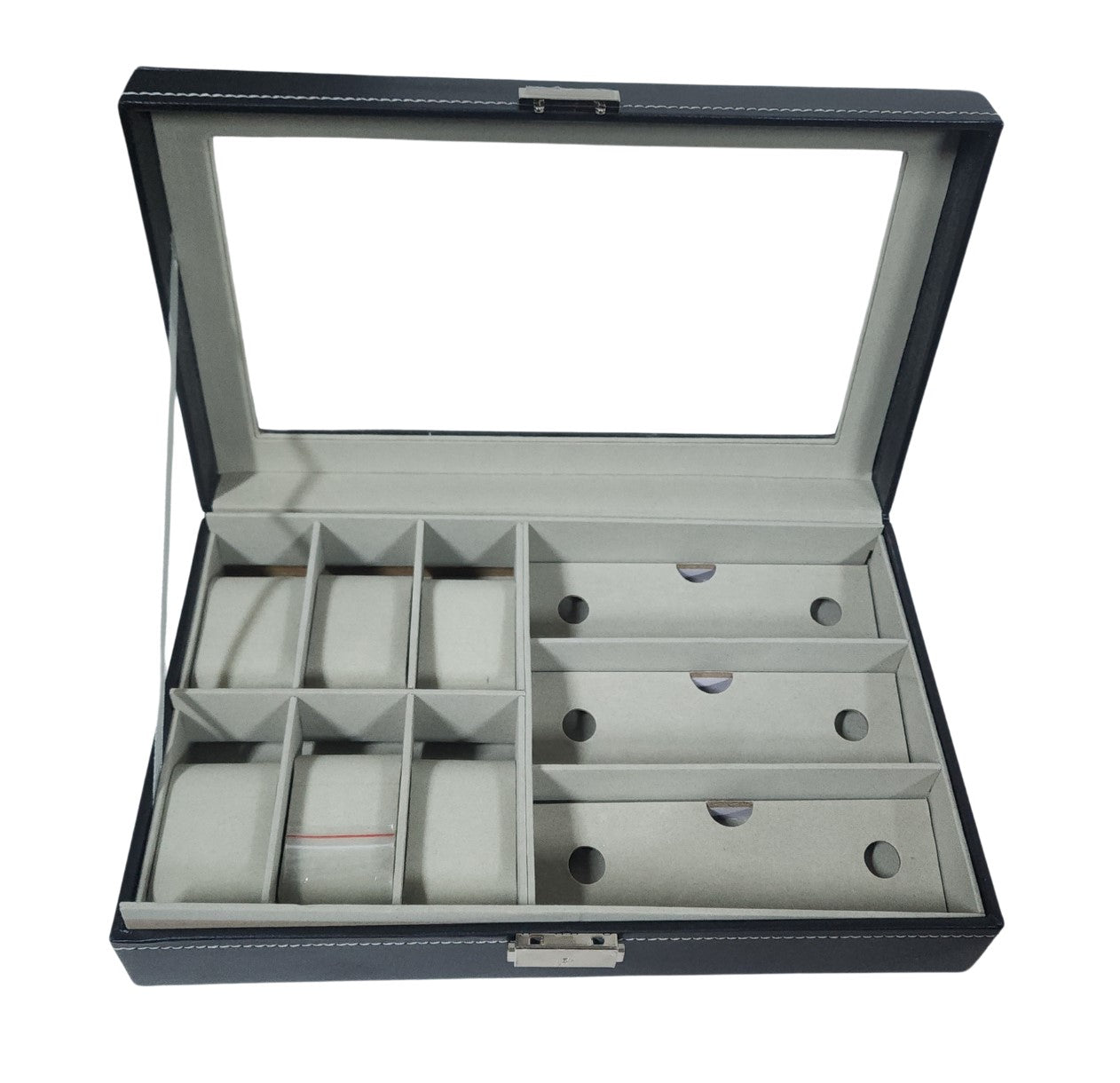 Organizador De 6 Relojes y 3 lentes Portareloj Estuche Elegante Unisex
