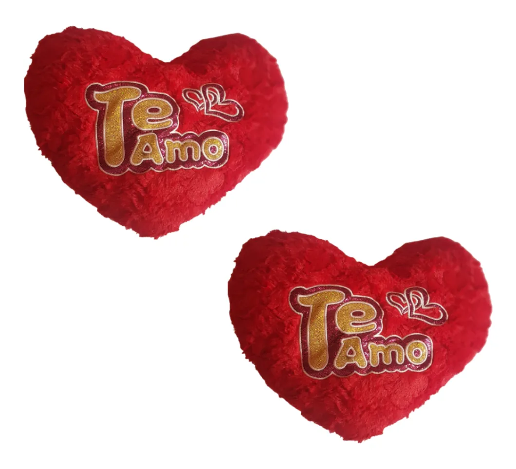 Pack X2 Cojines De Corazón Con Frases De Amor