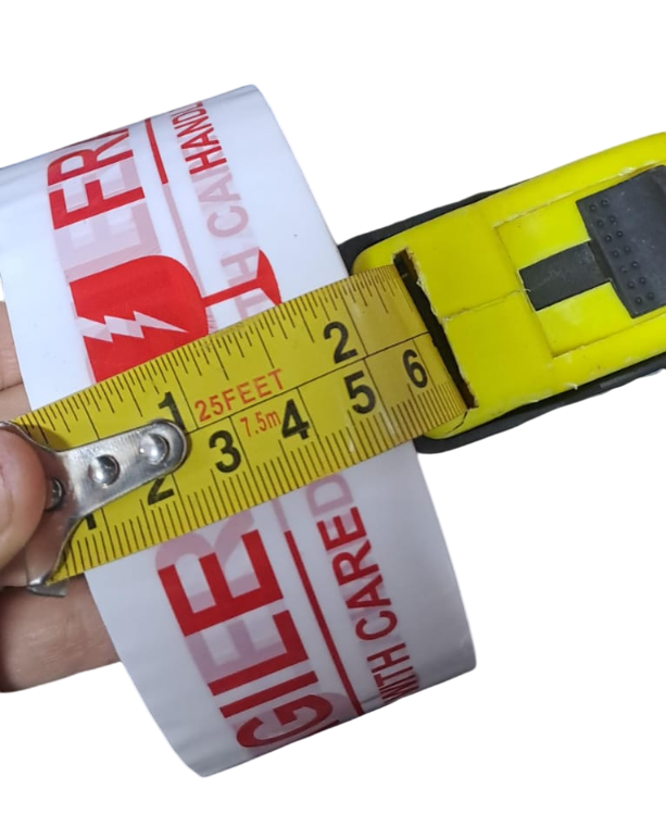 6 Cinta de embalaje fragil 100mts - Blanco y Rojo