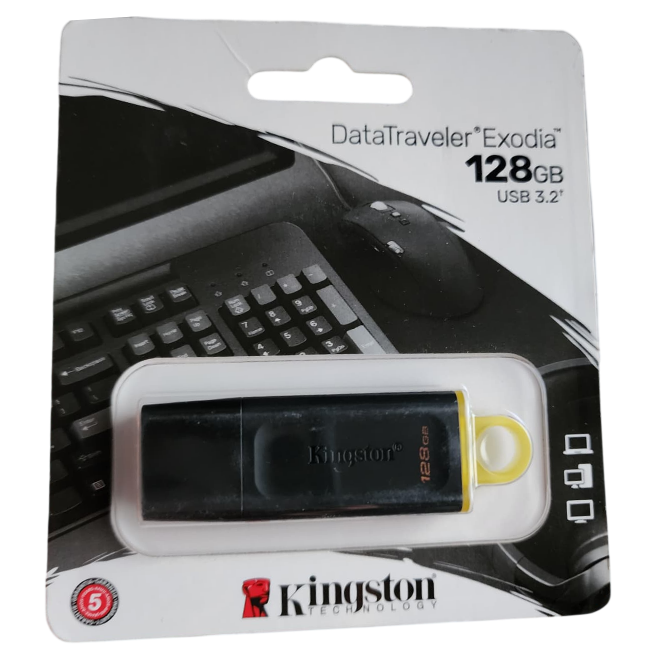 MEMORIA USB 128GB KINGSTON NEGRO CON AMARILLO