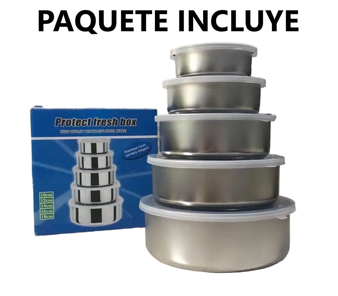 Juego de 5 táperes de acero inoxidable