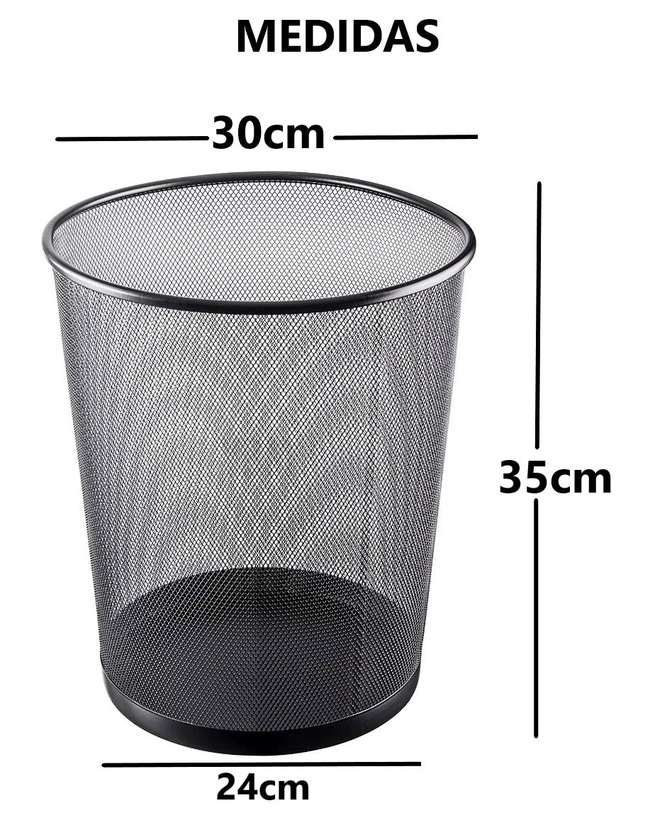 Pack x2 Tachos de Basura Papeleras de metal negro - 30 x 35 cm