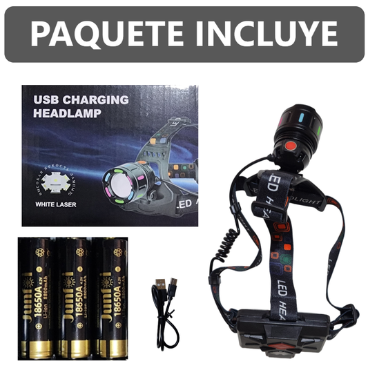 Linterna De Cabeza Led Recargable Potente Luz