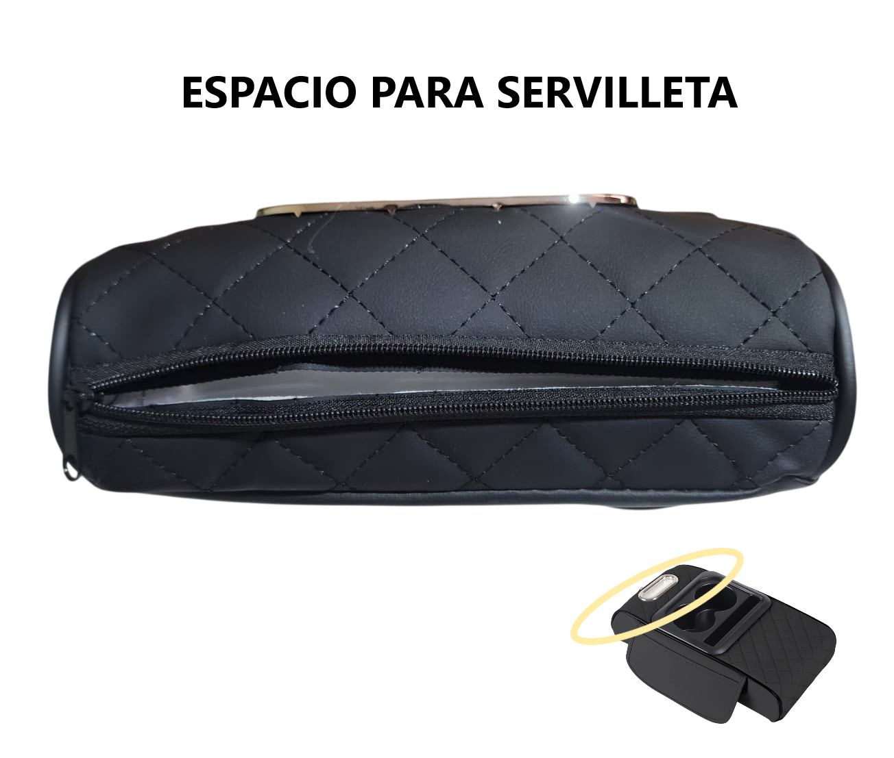 Caja de almacenamiento portavaso porta servilleta y telefono - NEGRO
