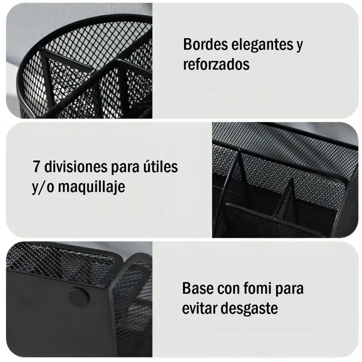 kit 2 Organizador de escritorio metálico de lapiceros y archivos