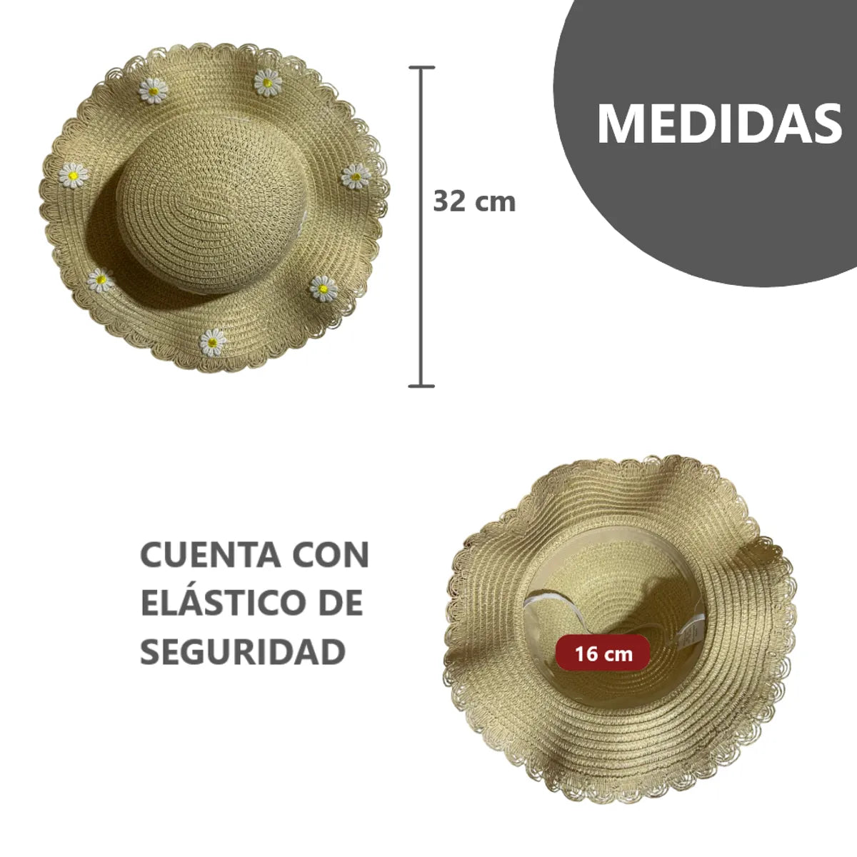 Sombrero para el sol de ala ancha para niñas