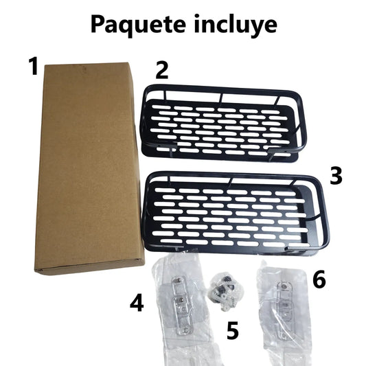Kit x2 Repisas Rectangular De Aluminio Para Baño - Negro