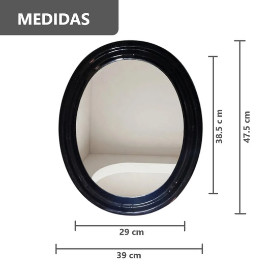 Pack x2 Espejos de Pared Ovalado Negro Mate - 48 cm