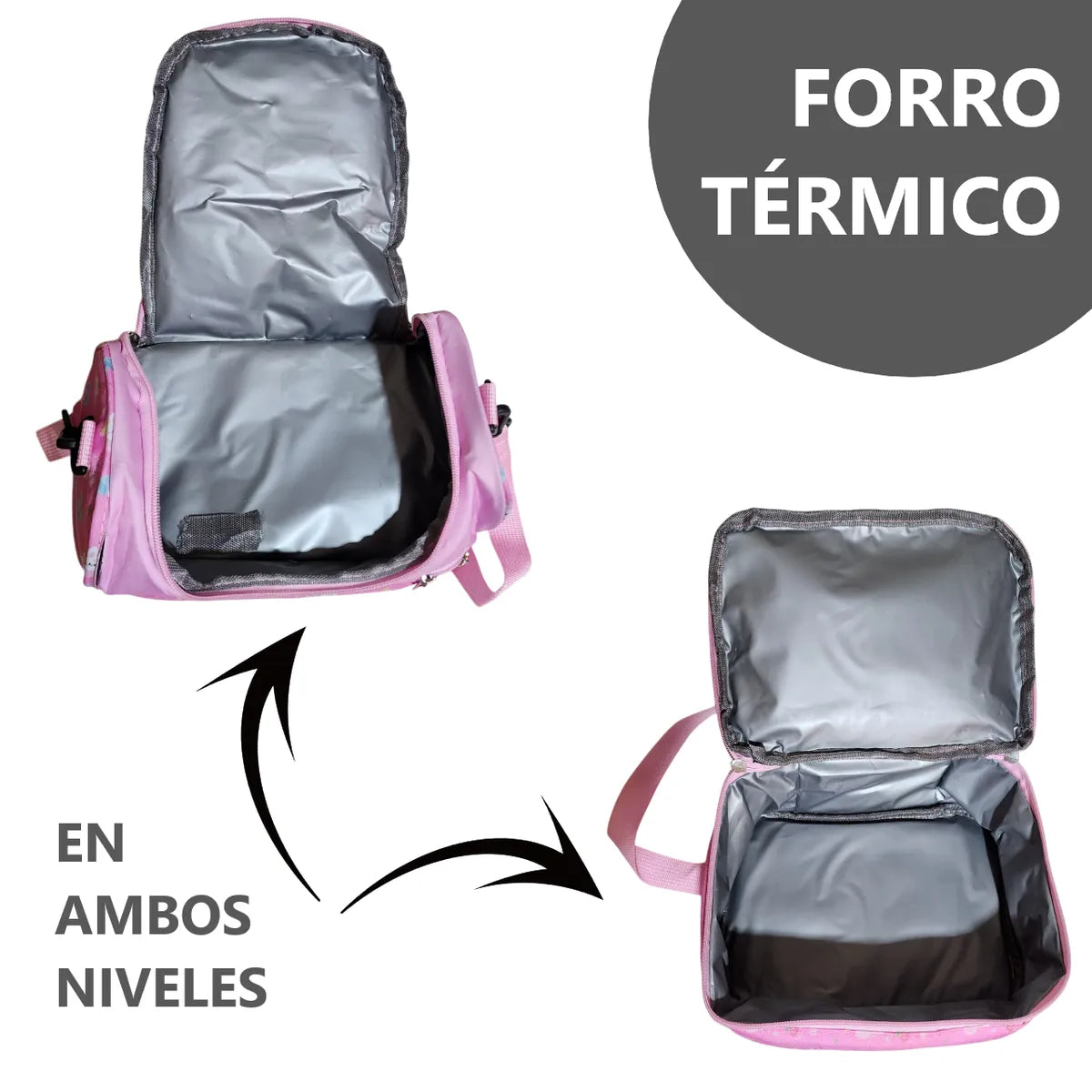Lonchera térmica infantil con doble compartimento - Diseño Kawaii