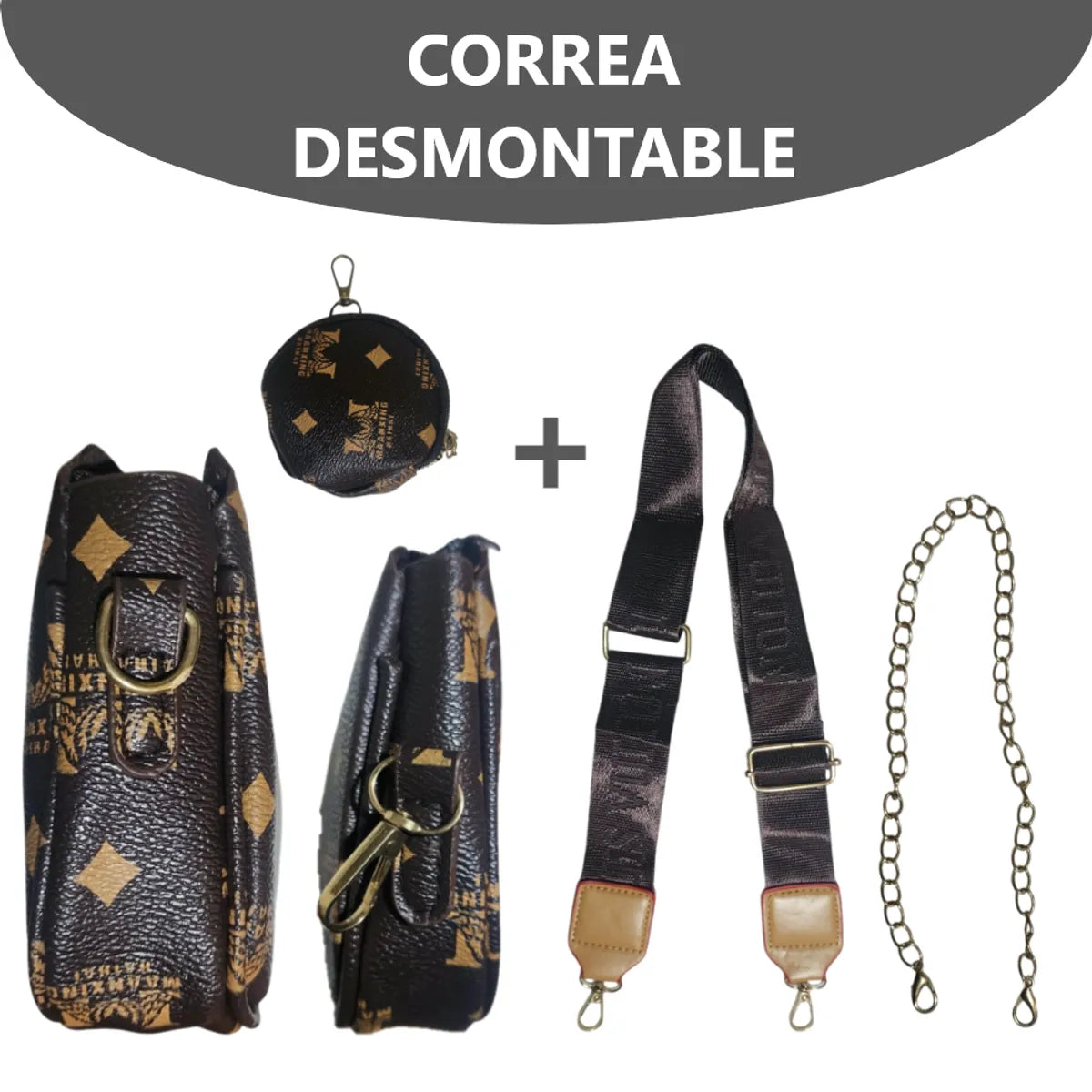 Kit de Cartera 3 en 1 con Doble Correa e Intercambiable