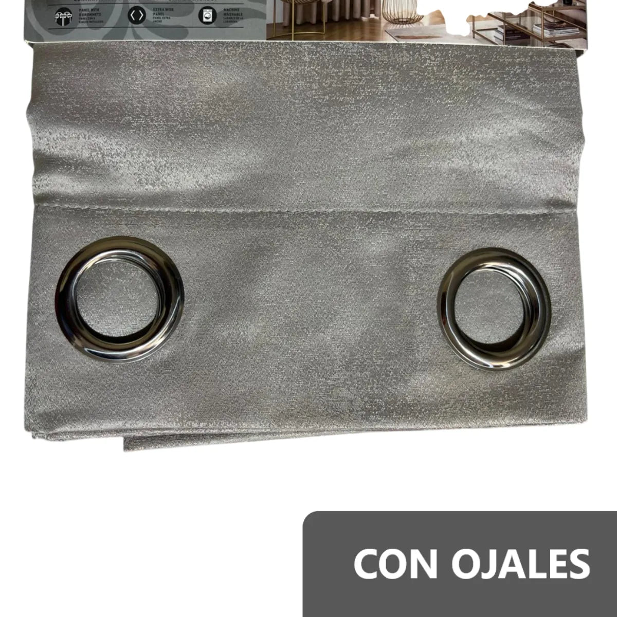 Pack x2 cortinas de 140x240cm con 8 ojales - Dorado viejo 39