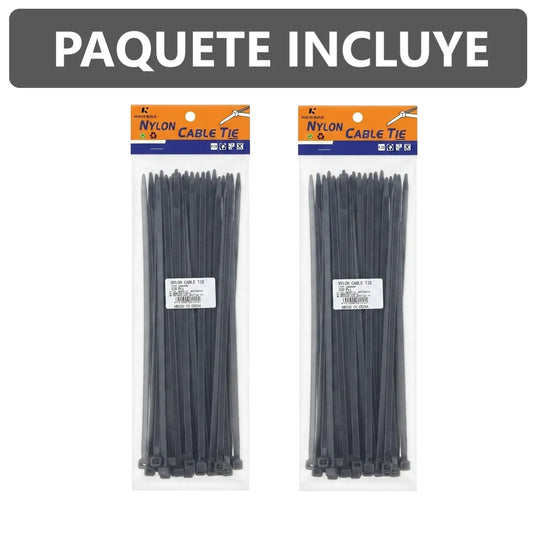 Pack x200 Precintos de Seguridad 300mm x 5mm - Negro