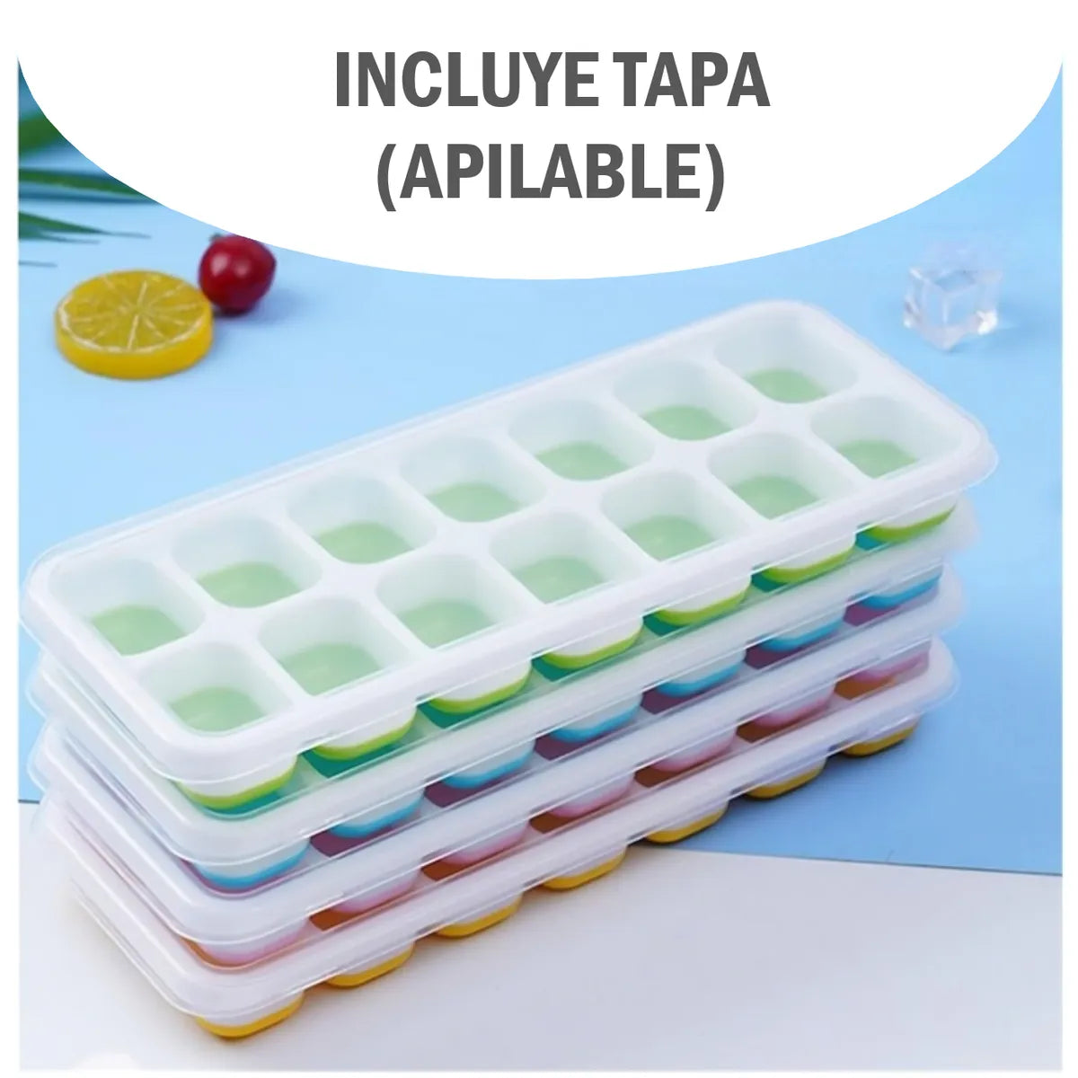 Pack x3 Hielera Moldes de Hielo con base de Silicona - Color aleatorio