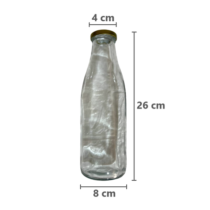 Botella de vidrio de 1L con tapa de metal