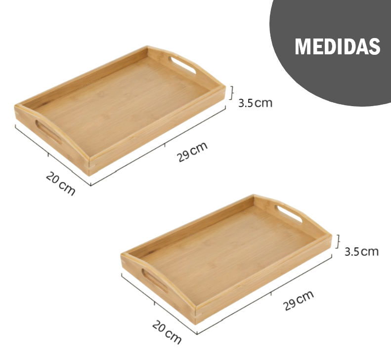 Bandeja de bambú para servir para cocina sala de estar dormitorio