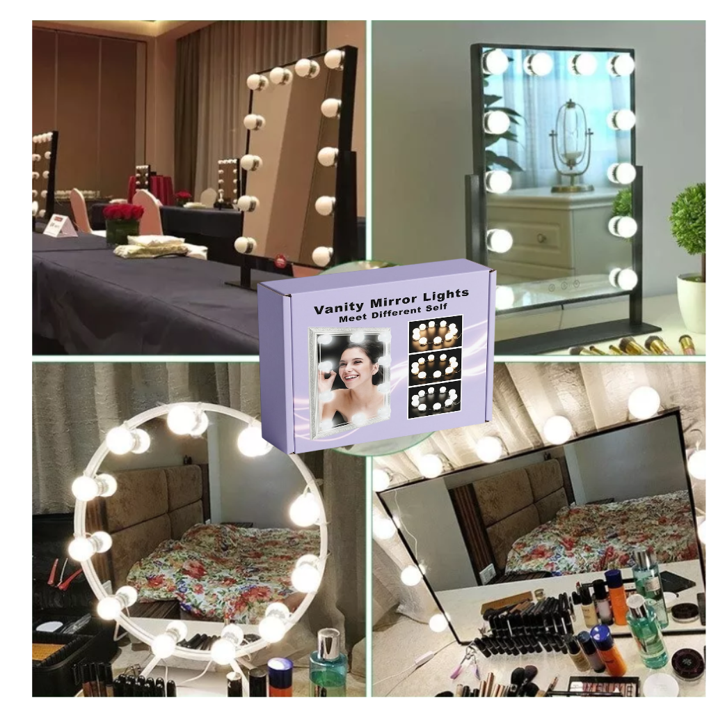Kit Luces Led 10 Focos con entrada USB Para Espejo Tocador de Maquillaje