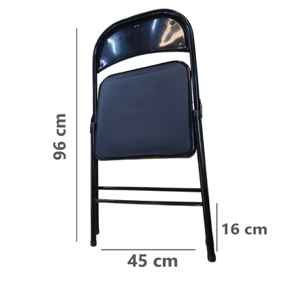 Silla Plegable de cuero sintético ergonómica para escritorio Negro
