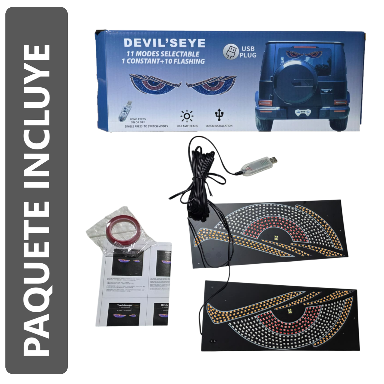 Luces LED universal para parabrisas con ojos para automóviles