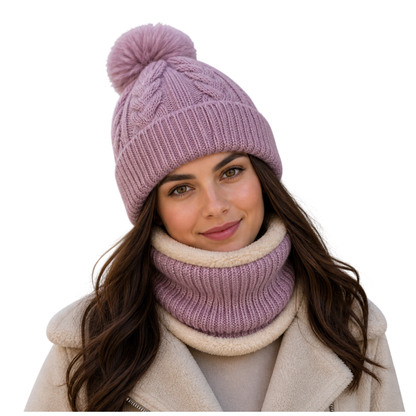 Gorro Chullo con Bufanda de lana y felpa para Invierno