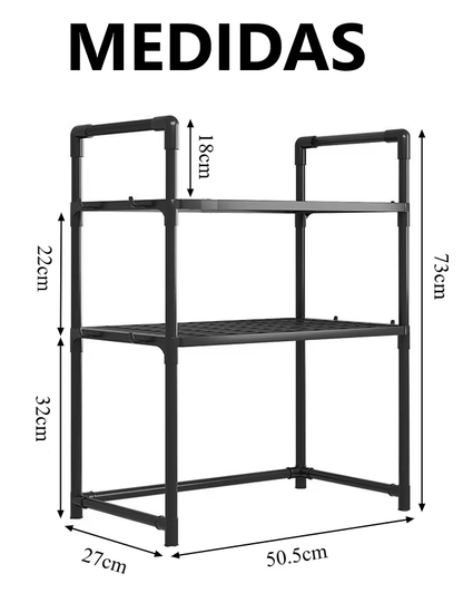organizador de cocina de 2 niveles - negro