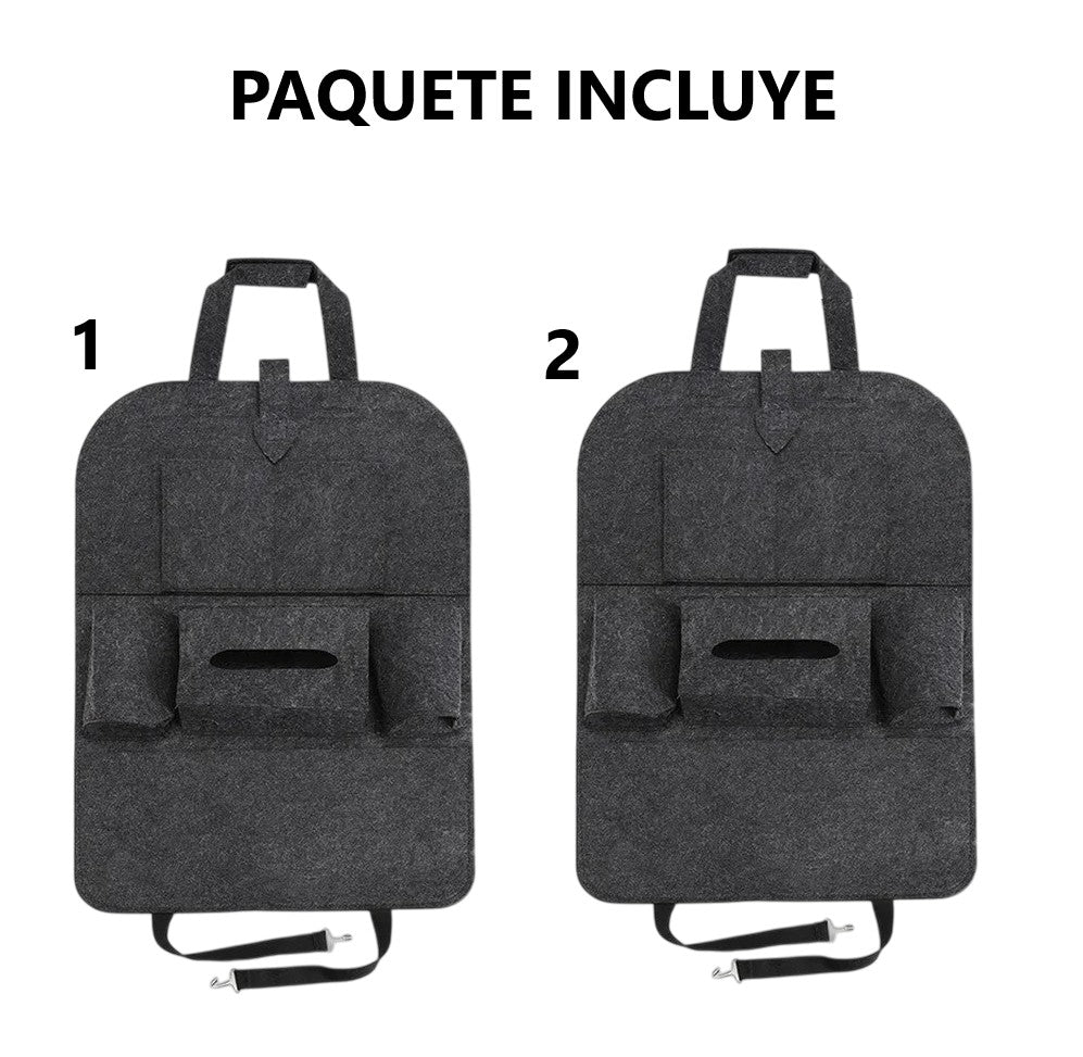 2 Organizadores para asiento para telefono botellas papel - NEGRO