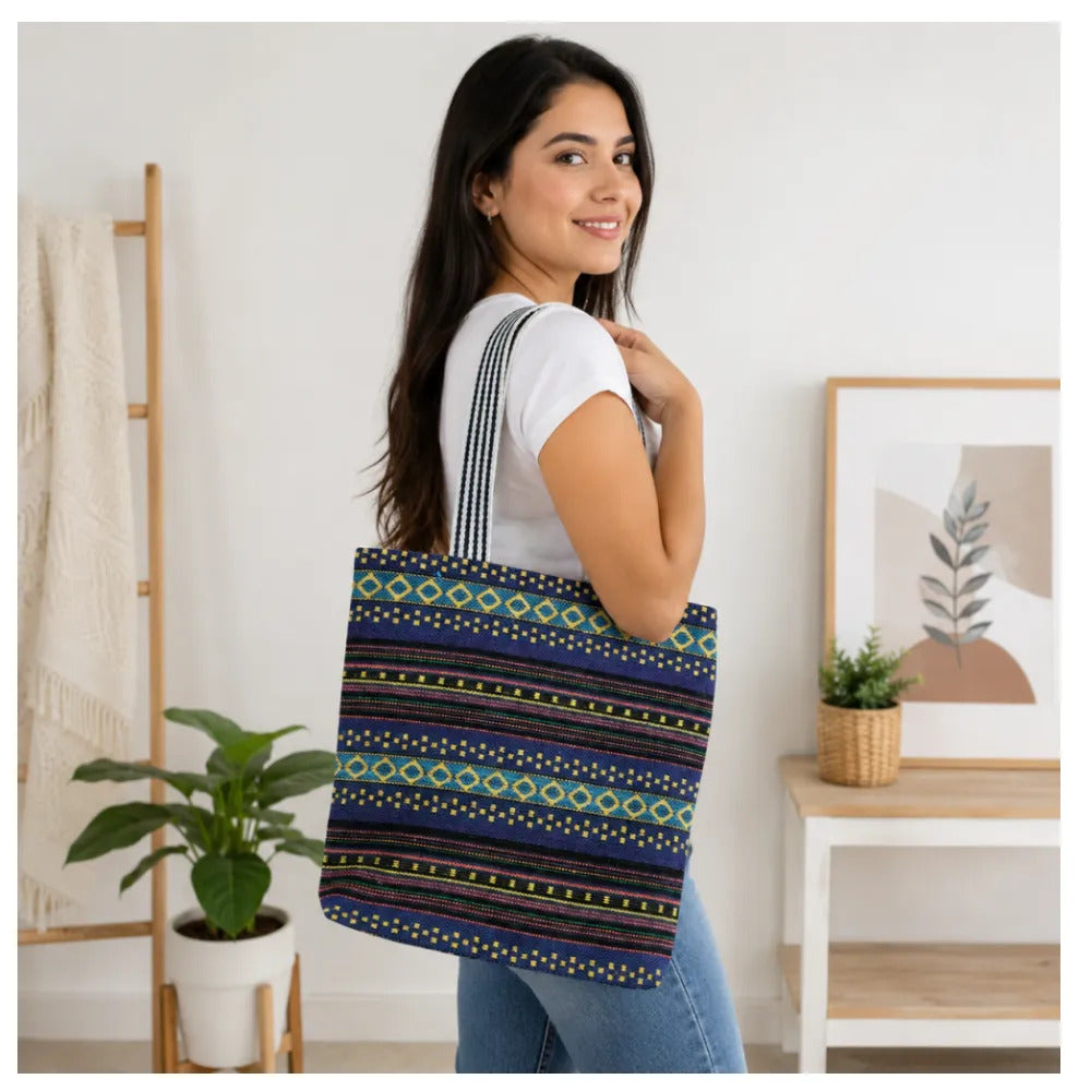 Bolso de 34x31x12 con cierre de poliéster tejido oscuro