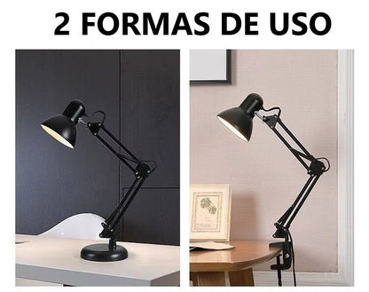 Lampara de Escritorio Plegable de Metal con Clip y base