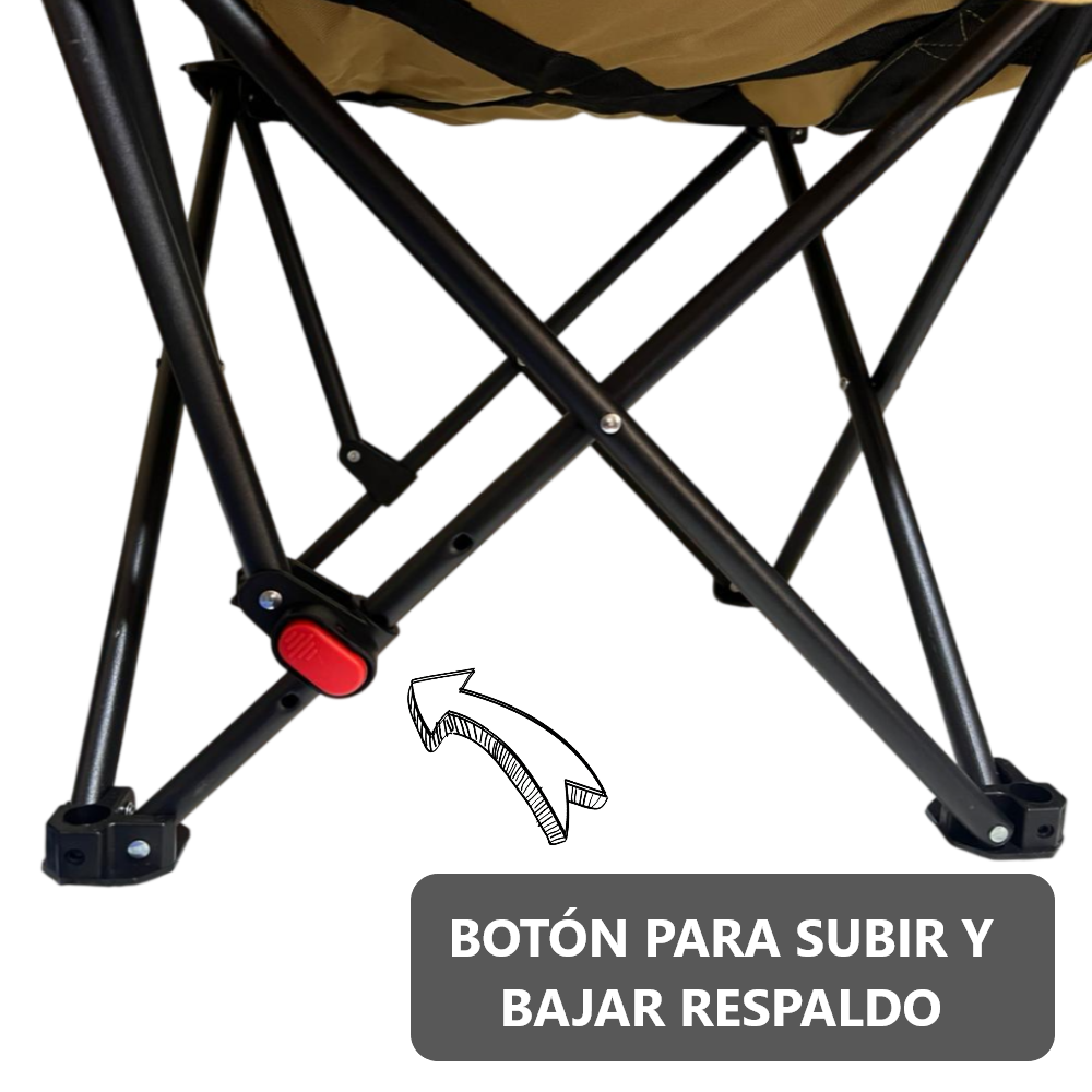Silla de Camping 90cm alto compacta Plegable con bolsa y regulador de respaldo