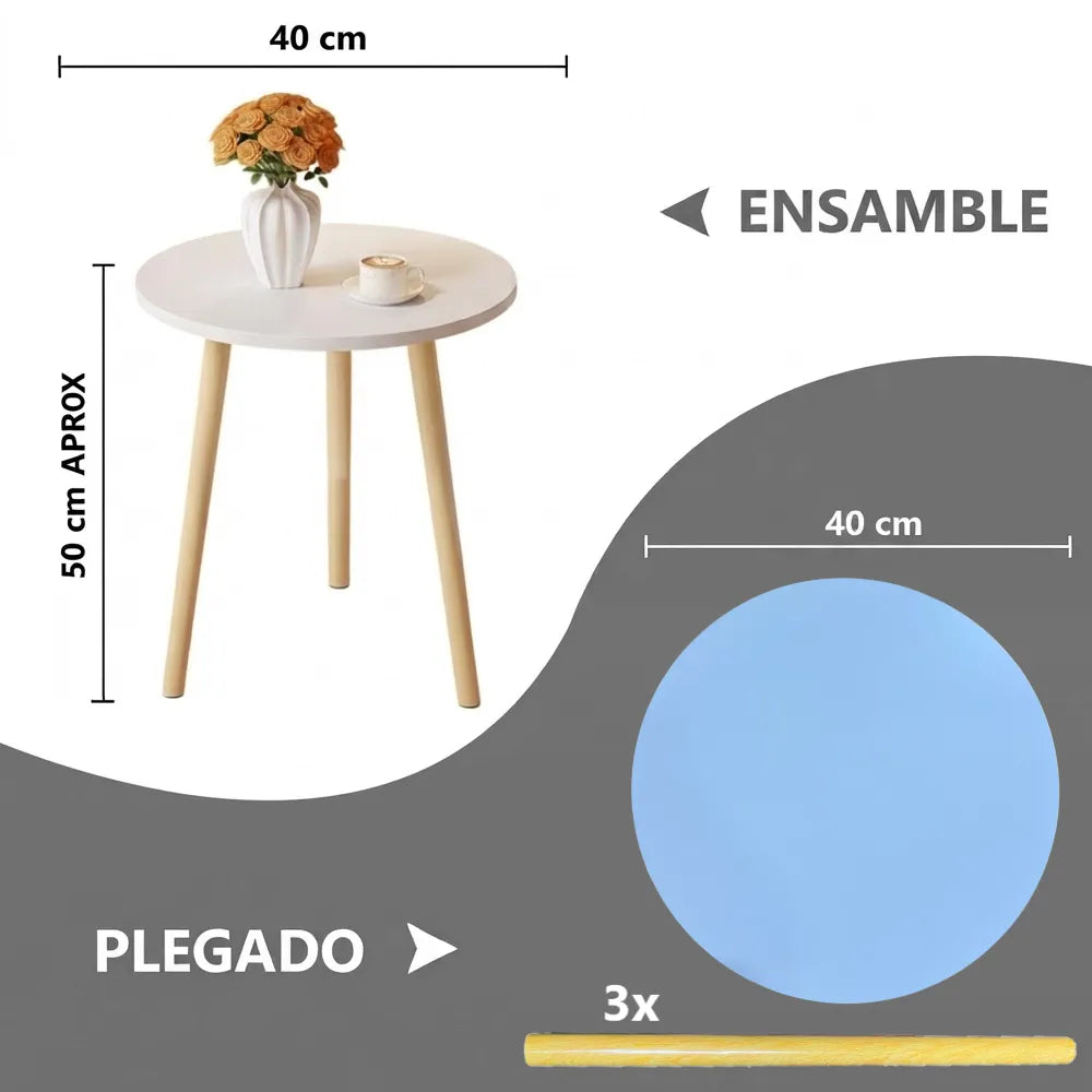 Mesa de café Auxiliar Redonda de Madera Prensada con Diseño Minimalista