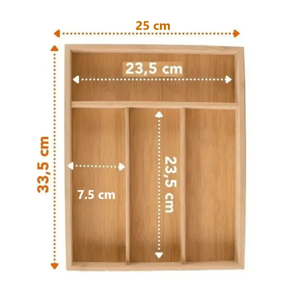 Organizador de cubiertos de Madera de Bambú con Divisiones para Cocina