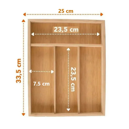 Organizador de cubiertos de Madera de Bambú con Divisiones para Cocina