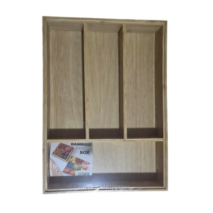 Organizador de cubiertos de Madera de Bambú con Divisiones para Cocina