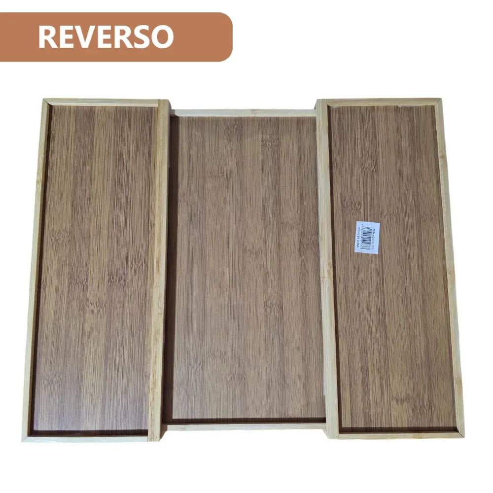 Organizador de cubiertos Expandible de Madera de Bambú con Divisiones para Cocina
