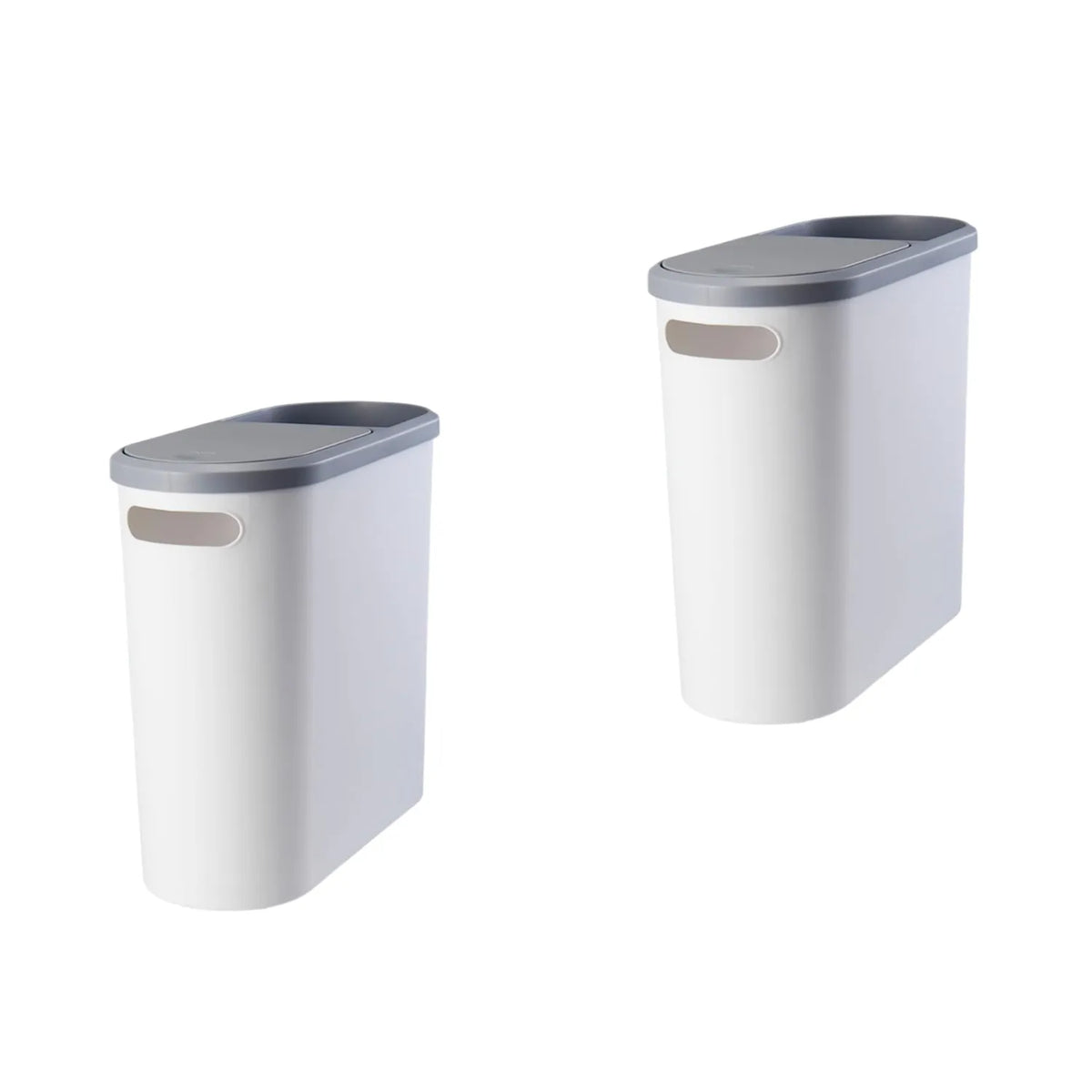 2 Tachos de Basura Papeleras de plástico con tapa push y porta papel