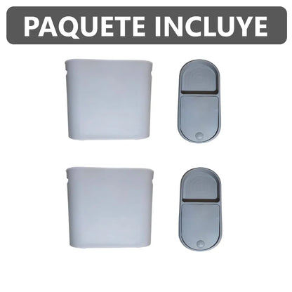 2 Tachos de Basura Papeleras de plástico con tapa push y porta papel