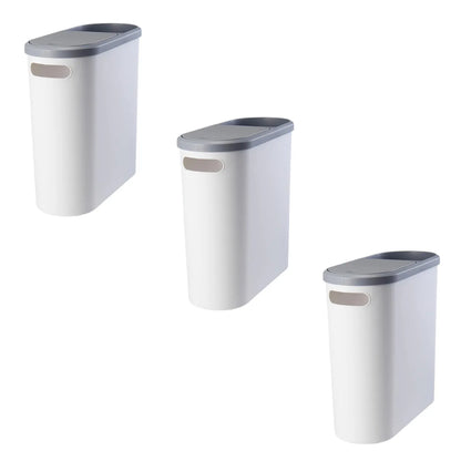 3 Tachos de Basura Papeleras de plástico con tapa push y porta papel