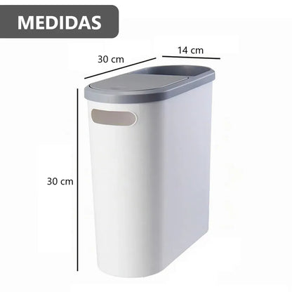 3 Tachos de Basura Papeleras de plástico con tapa push y porta papel