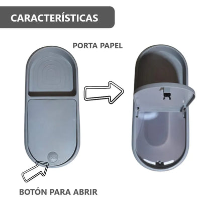 2 Tachos de Basura Papeleras de plástico con tapa push y porta papel