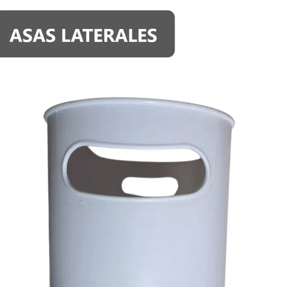 2 Tachos de Basura Papeleras de plástico con tapa push y porta papel
