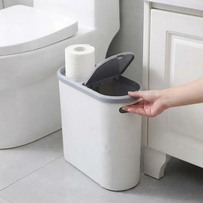 2 Tachos de Basura Papeleras de plástico con tapa push y porta papel
