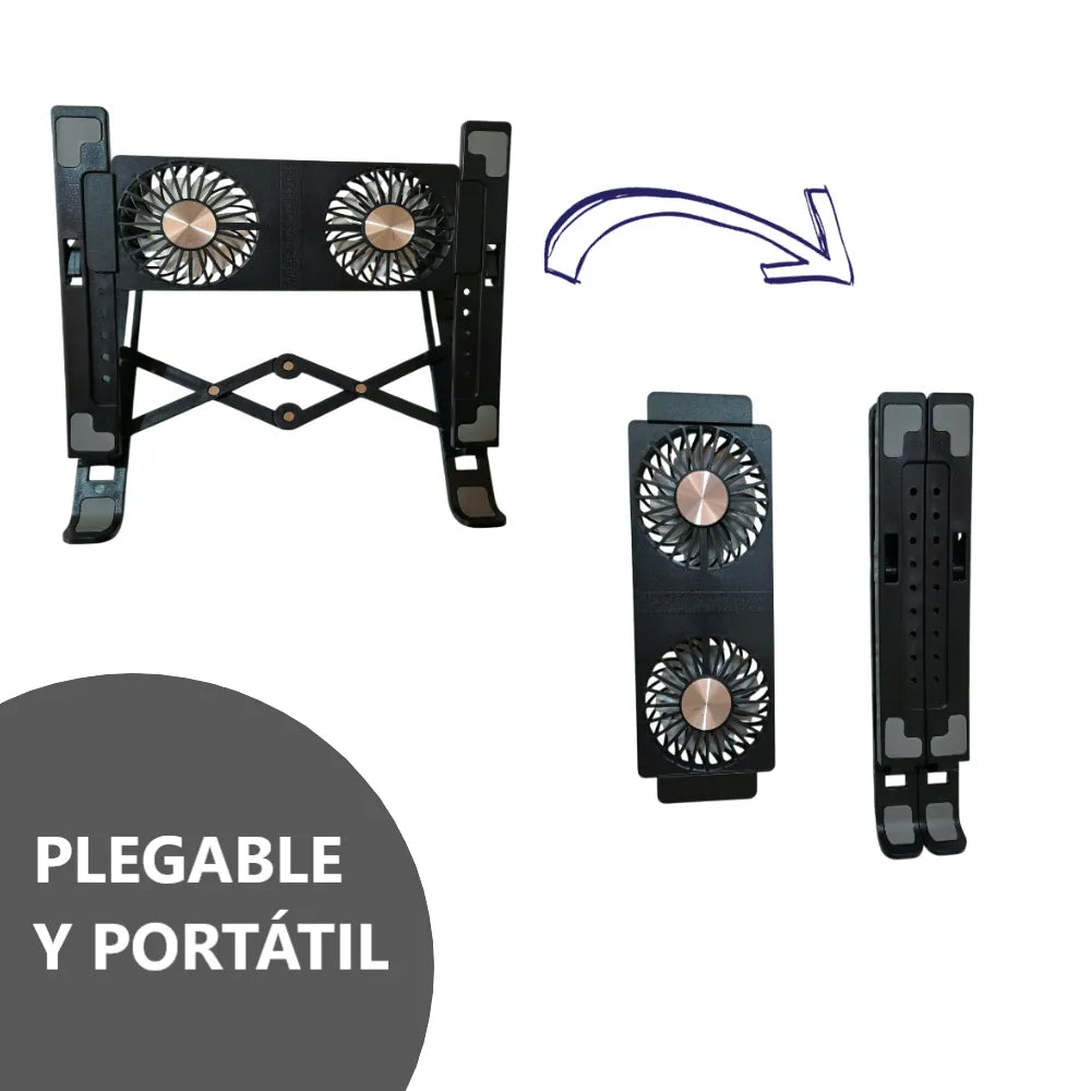 Soporte Base De Laptop Con Doble Ventilador Cooler Ajustable