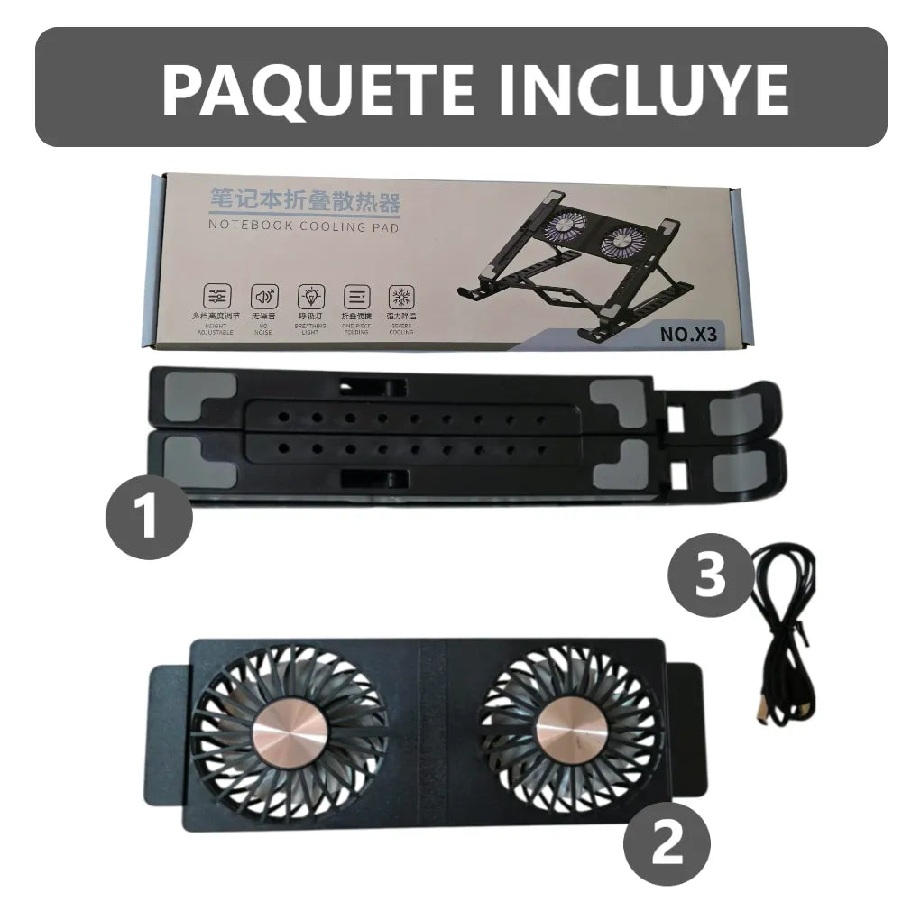 Soporte Base De Laptop Con Doble Ventilador Cooler Ajustable