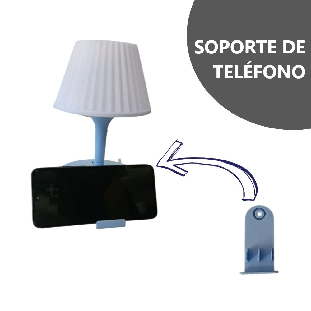 Lámpara de mesa multifunción con enchufe y puertos USB