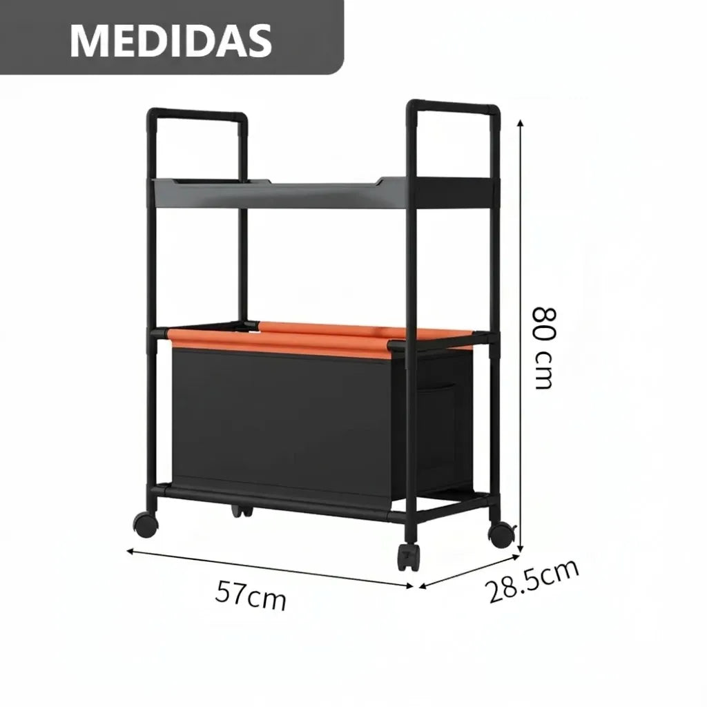 Carro Organizador con ruedas  de 2 niveles con cesta