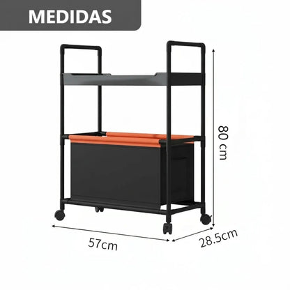Carro Organizador con ruedas  de 2 niveles con cesta
