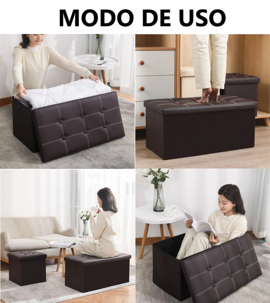 Caja armable rectangular y asiento 76x35x38 - MARRON