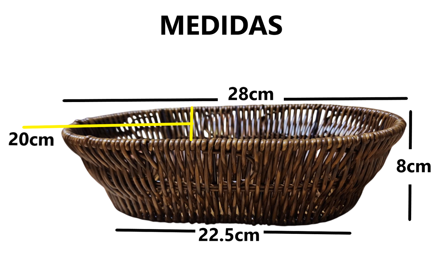 Pack 2 Paneras Ovalada de Plástico tipo mimbre