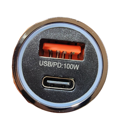 Cargador de Auto 100W Súper Carga 10A con 2 puertos