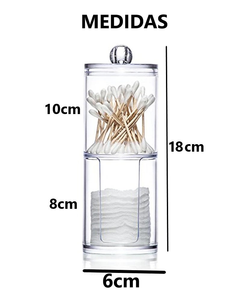 Organizador Acrílico de 18x6cm hisopo y algodón